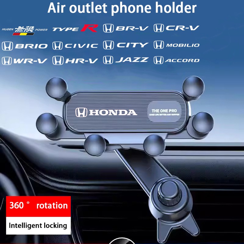 Honda รถหกจุดสนับสนุนที่วางโทรศัพท์ air outlet hook แรงโน้มถ่วงคงที่นําทางวงเล็บ City Civci Fit Jazz HRV BRV CRV Brio Accord ตะกั่ว mobiio