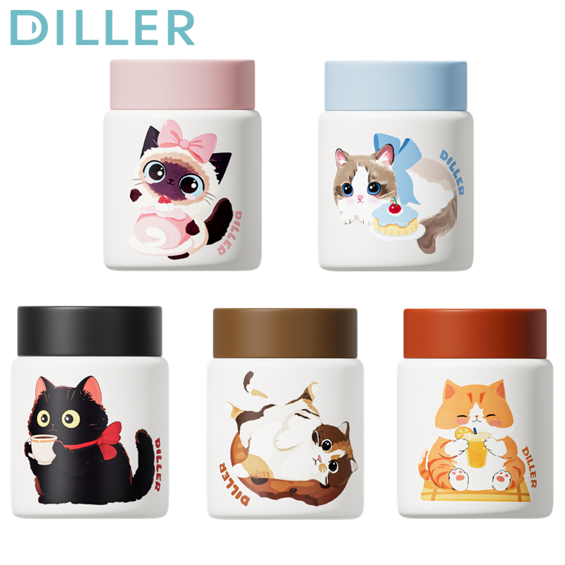Diller 316 กระติกน้ําสูญญากาศสแตนเลสกระติกน้ําร้อนขวดขวดใส่อาหารขนาดเล็ก 150ml D9394