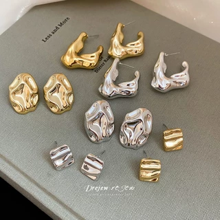 ต่างหูสตั๊ดสี่เหลี่ยมและรูปไข่ ออกแบบเฉพาะสำหรับยุโรปและอเมริกา ประณีตด้วยโลหะคุณภาพสูง