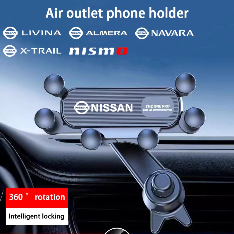 Nissan Car หกจุดสนับสนุนที่วางโทรศัพท์ air outlet hook แรงโน้มถ่วงคงที่นําทางวงเล็บ March Almera Note Livina Juke X-trail Sentra Navara Kicks Tida Teana