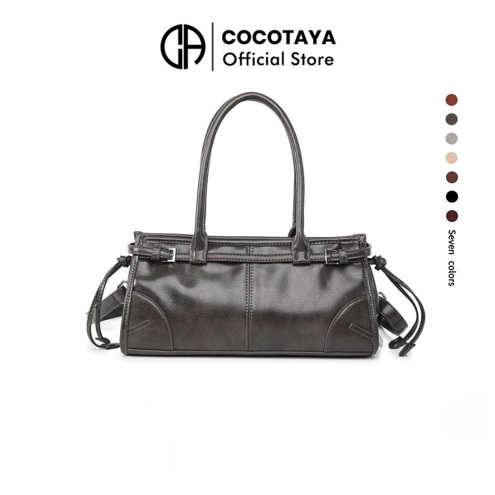 COCOTAYA-Lux Bag ใหม่บอสตันบาแกตต์กระเป๋าสะพายข้างสไตล์วินเทจกระเป๋ากระเป๋าถือกระเป๋าสะพายข้างผู้หญิง