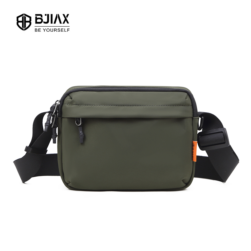 BJIAX แฟชั่นสีเขียวไนลอนกันน้ําแบบพกพาผู้ชายกระเป๋าสะพายไหล่