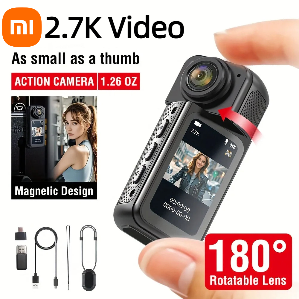 Xiaomi S70 Mini Recorder 2.7K Finger Action กล้องน้ําหนักเบา POV เข็มขัดแม่เหล็ก 1.47 นิ้วหน้าจอ IPS จักรยาน Vlog สัตว์เลี้ยง Cam