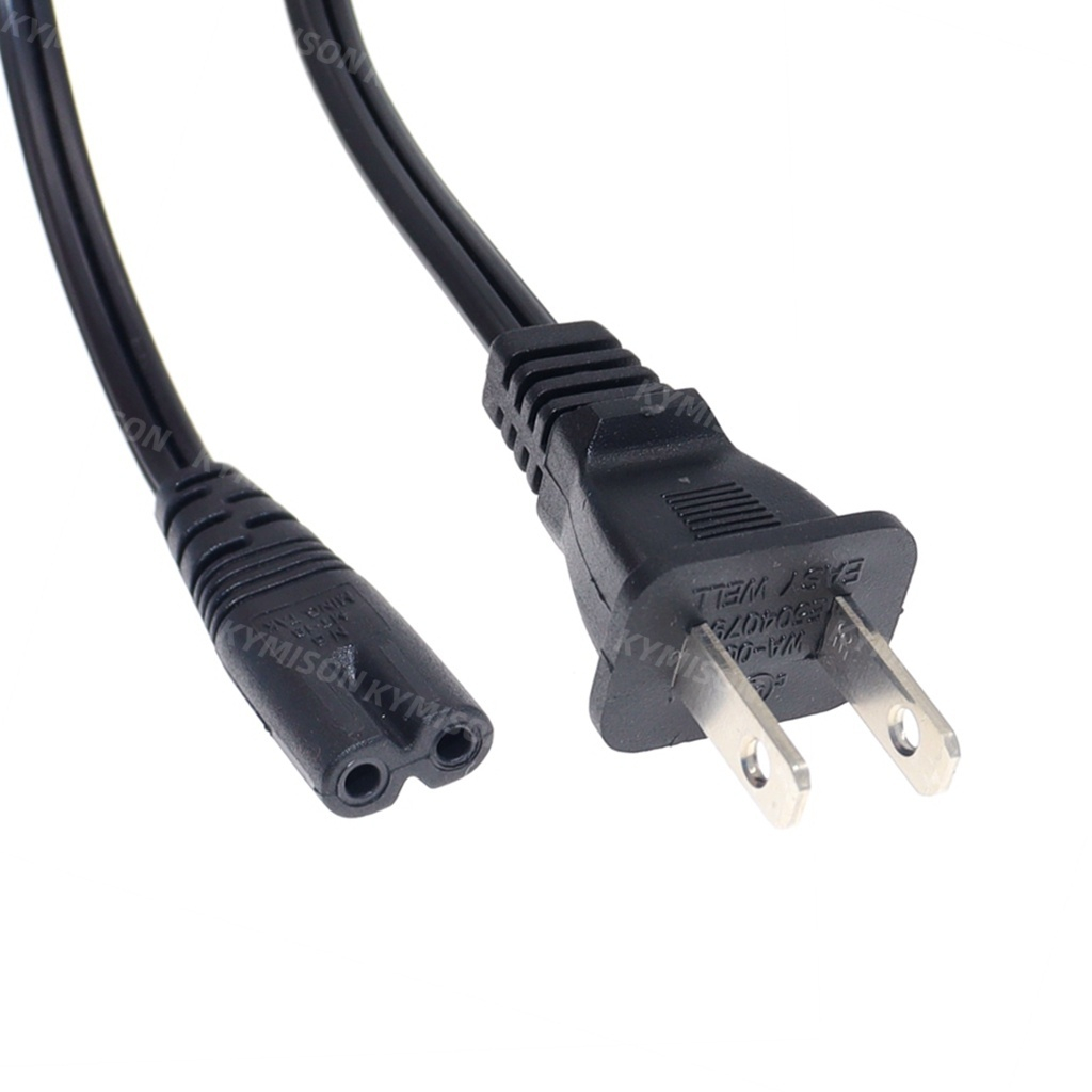 NEMA 1-15P ถึง IEC320 C7 สายไฟสําหรับ TV/PS,USA 2 Prong สายไฟมุม, SPT-2x18AWG, 1.5 ม. สีดําสีขาว
