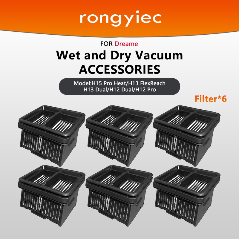 Rongyiec เปลี่ยน 6 ชุดประกอบ HEPA สําหรับ dreame H15 Pro ความร้อน/H13 FlexReach/H13 Dual/H12 Dual/H1