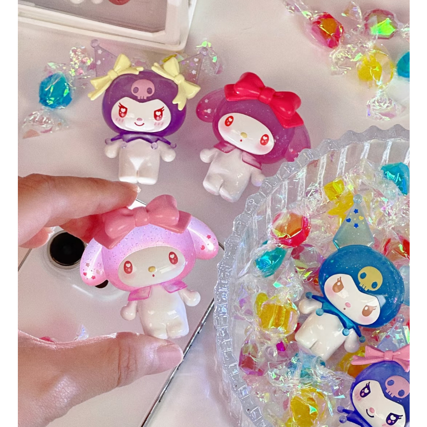 ใหม่ ของแท้ Sanrio Ramune-สไตล์มินิฟิกเกอร์กระเป๋าเซอร์ไพรส์ Melody Kuromi Blind box
