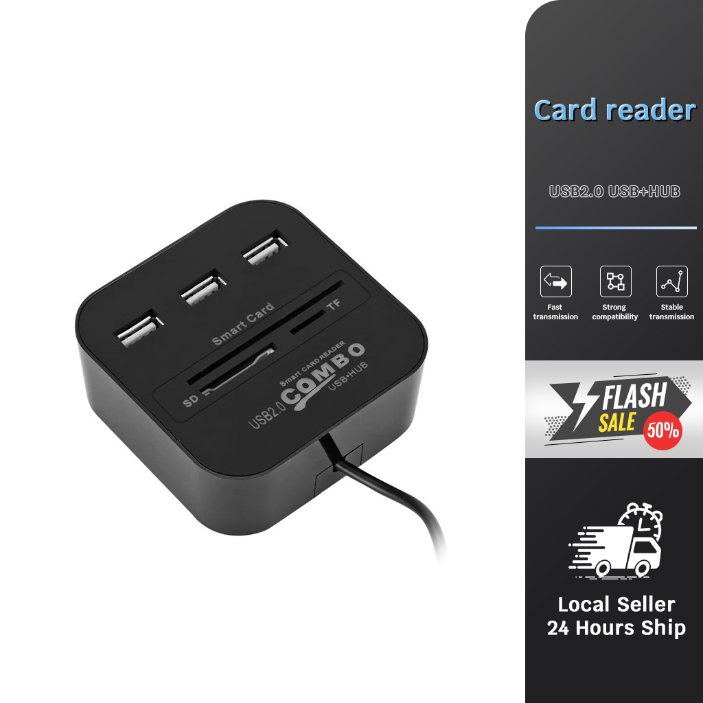 เครื่องอ่านการ์ด 4 in 1 ใหม่, SDHC/SDXC/Micro SD และเครื่องอ่านการ์ด USB SD สําหรับ CAC/SIM/ID/IC Bank/การ์ดชิป