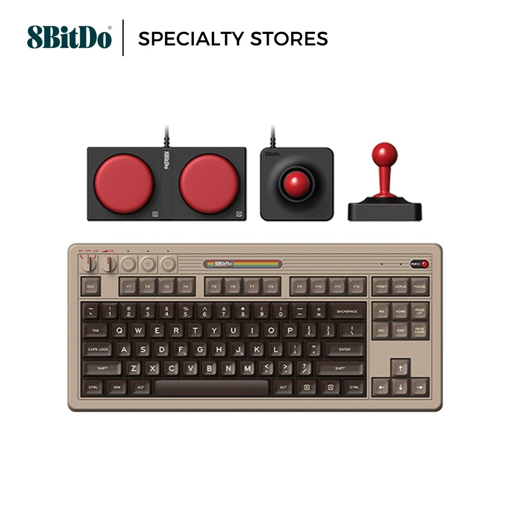 8BitDo Retro Mechanical Keyboard C64 Edition บลูทูธ/2.4G/USB-C Hot Swappable Gaming คีย์บอร์ด 87 คีย