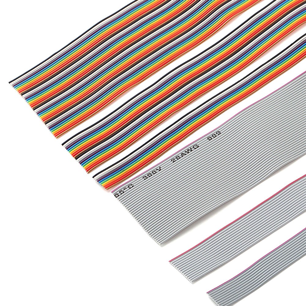 1 เมตร 6/8/10/12/14/16/18/20/24/26/34/40/50P 1.27 มม.Pitch สีสีเทาแบนริบบิ้นสาย Rainbow DuPont สายไฟสําหรับ IDC 2.54 มม.FC Connector