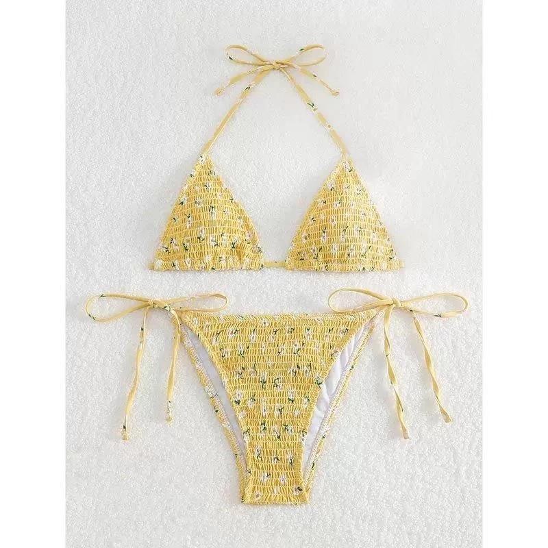 🌷ส่งไวจากไทย🌷ชุดว่ายน้ำลายดอก บิกินี่สวยๆ มีเลือกผูก ผ้าย่น สีน่ารักมาก สไตล์สายฝอ เซ็กซี่ - รูปที่ 7