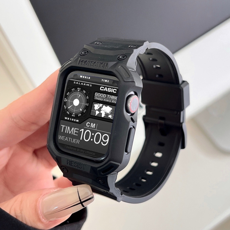 สายซิลิโคนสําหรับ Smart Watch Band S10 46 มม. 9 6 SE 3 Ulltra 2 สายนาฬิกาสําหรับ iWatch 44/45/42/41/40/38 มม. อุปกรณ์เสริม
