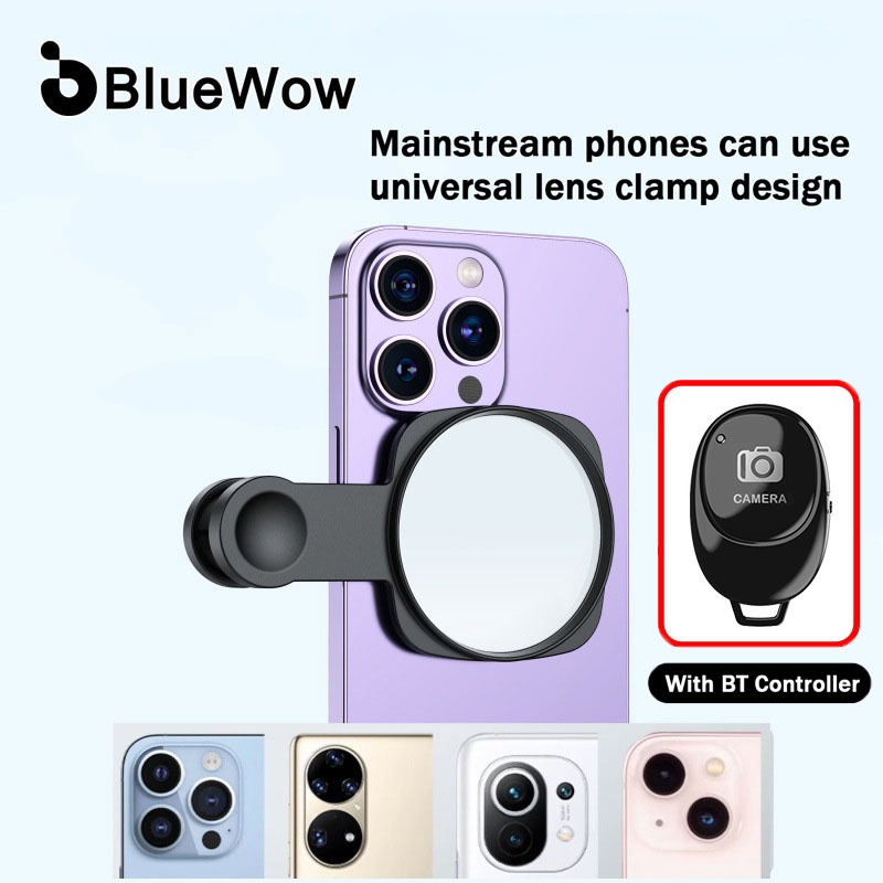 BlueWow Universal Magnetic Selfie Mirror สําหรับโทรศัพท์กล้องด้านหลังกระจกเซลฟี่สําหรับสมาร์ทโฟนวิดีโอ Selfie Vlog