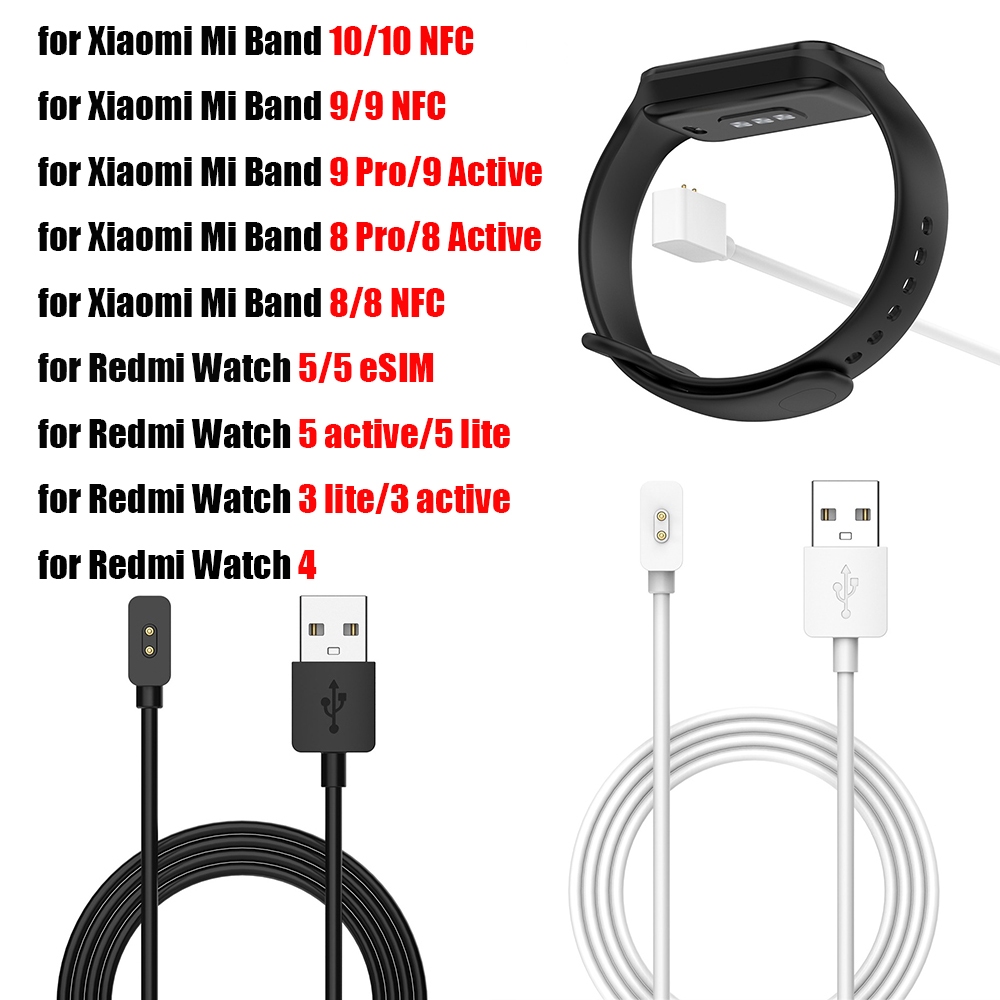 เครื่องชาร์จ USB สําหรับ Xiaomi Band 10 9 8 Active Pro สายชาร์จสําหรับ Redmi Watch 6 5 4 Lite Active / Redmi Band 3