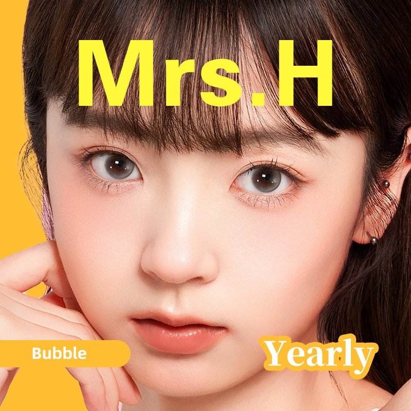 คอนแทคเลนส์ Mrs.H (COD) Graded(0~-8.00) เลนส์ธรรมชาติ สีน้ําตาล สีเทา เลนส์อ่อน ใช้รายปี 14.0mm
