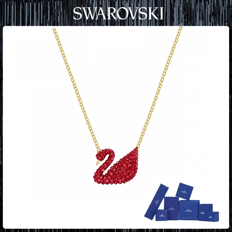 SWAN ICONIC SWAN Red Swan Light Luxury High-End สร้อยคอจี้คริสตัลของขวัญ
