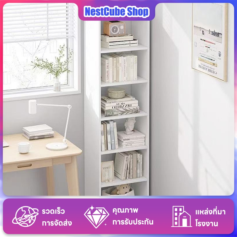 ชั้นวางหนังสือมินิมอล ชั้นวางหนังสือไม้ การออกแบบที่เรียบง่าย การจัดเก็บอเนกประสงค์