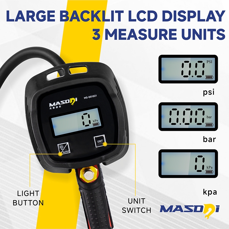 Masdsi Digital ยาง Inflator Tyre เครื่องวัดความดันยางเครื่องวัดความดันลมยางดิจิตอล Tyre Inflator แบบ