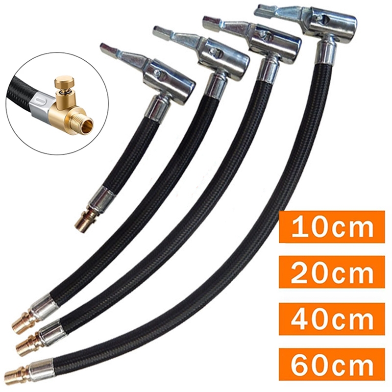 10/20/40/60 ซม.ยางรถ Air Inflat Extension ท่อรถจักรยานยนต์ Tyre Inflation Tube Adapter Connector ท่ออุปกรณ์เสริมภายนอกรถยนต์