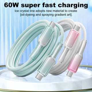 Type C สายชาร์จ 60W USB C Gradient Color Fast สายชาร์จสําหรับ IOS 15/16 Quick Charging สําหรับ Samsun Huaw