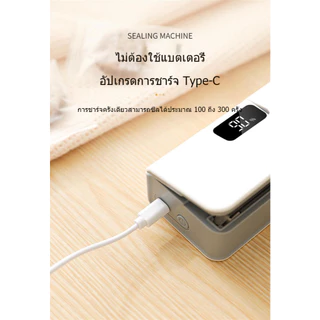 เครื่องซีลถุงพลาสติกแบบพกพา-ซีลความร้อน2-ใน-1พร้อมจอแสดงผล6เกียร์ใบมีดสปริงหลังในตัวสิ่งที่แนบมาแม่เหล็กและชาร์จ พิมพ์-ค