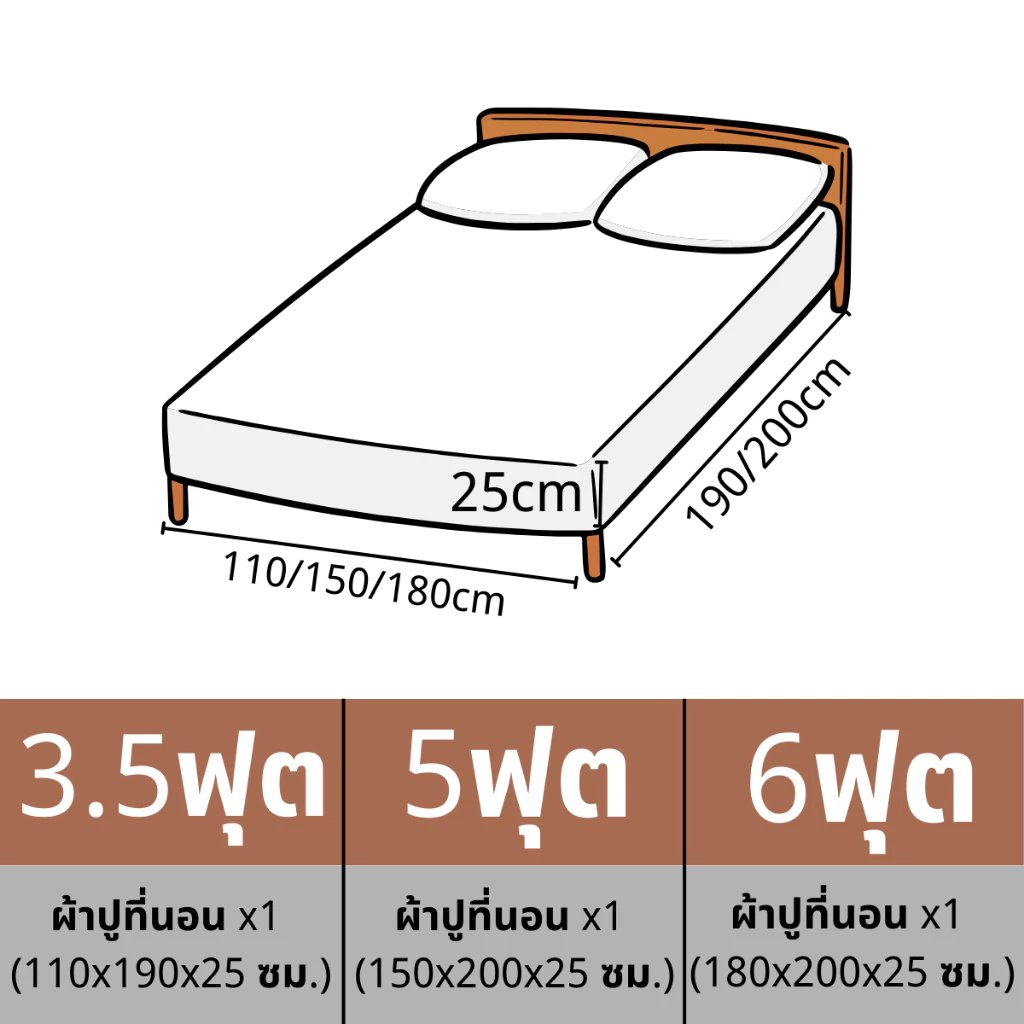 ผ้าปูที่นอนกันน้ำกันไรฝุ่น ขนาด5ฟุต/6ฟุต สูง10นิ้ว thumbnail 10