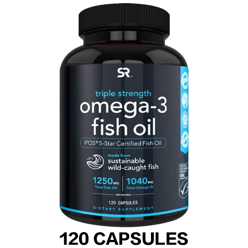 น้ํามันปลา Triple Strength Omega 3 - อาหารเสริมน้ํามันปลา No-Diarrhea พร้อมกรดไขมัน EPA และ DHA จากแ
