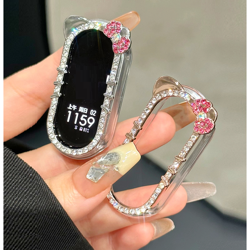 Cute Diamond Strap Case For สาย mi band 10 Strap Bling เคส mi band 10 Case PC mi band 9 เคส / mi ban