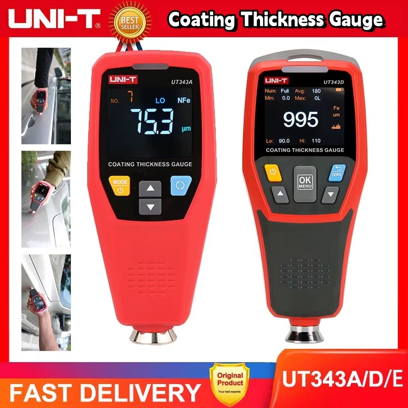 UNI-T UT343D UT343A UT343E เครื่องวัดความหนาเคลือบ, เครื่องวัดความหนาฟิล์มสีรถยนต์สําหรับวัด FE/NFE 