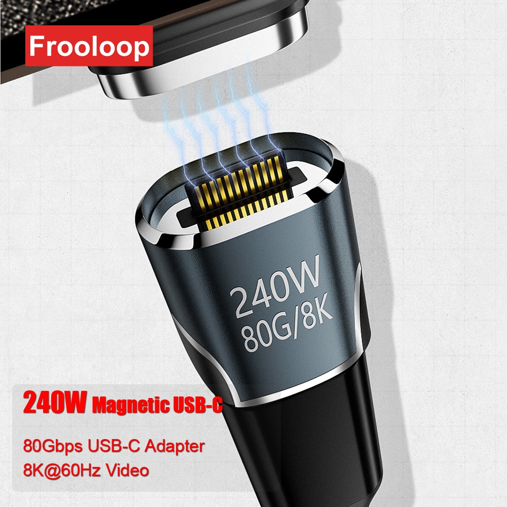 240W USB C อะแดปเตอร์แม่เหล็ก 80Gbps USB 4.0 Type-C ชายหญิง OTG ปลั๊กสายเคเบิล Converter 8K 60Hz สําหรับ Macbook iPhone 15 16