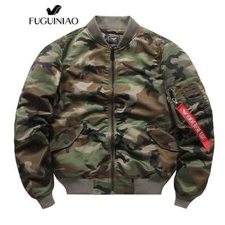 Fuguiniao เสื้อแจ็คเก็ตนักบิน Air Force MA1 ลายพรางบาง