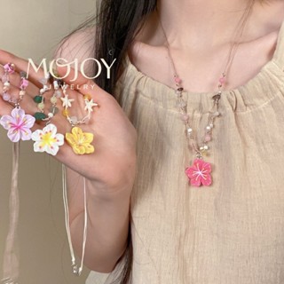 MOJOY Boho สร้อยคอดอกไม้หินธรรมชาติทอเชือก Clavicle Chain สํ…