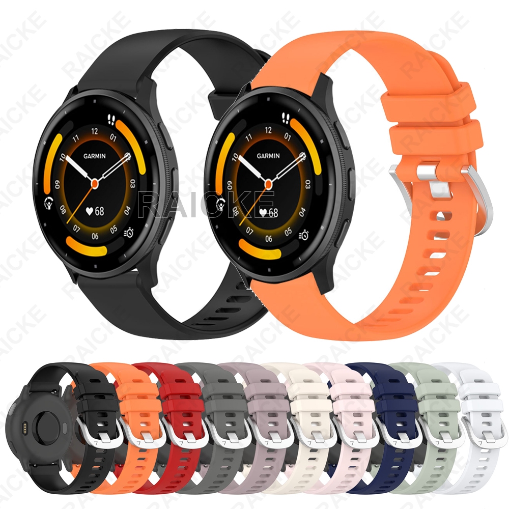 18 มม.สายซิลิโคนอ่อนนุ่มกีฬายางรัดอุปกรณ์เสริมสําหรับผู้เบิกทาง Garmin 265S / 265S Music / 255S / Venu 3s / Venu 2s / Vivomove 3S / Vivoactive 4S – โปรปัง