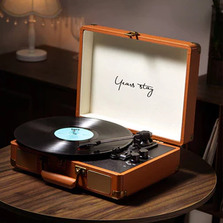 Middix Turntable เครื่องเล่นแผ่นเสียงไวนิลลําโพงบลูทูธแบบพกพาเครื่องเล่นเพลงแผ่นเสียง Aux-in RCA Line-out 33/45/78 RPM ของขวัญ