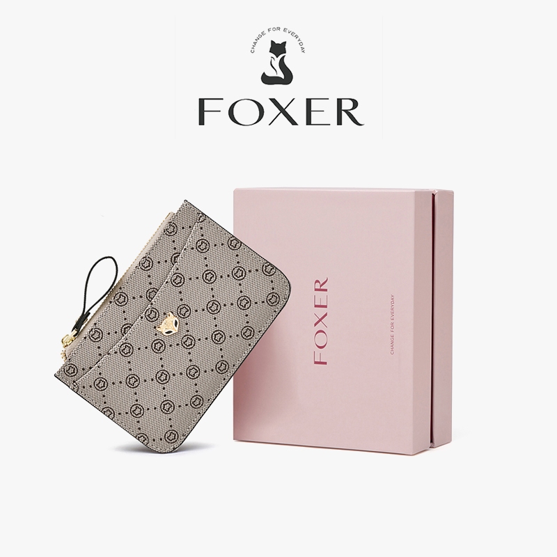 FOXER กระเป๋าสตางค์ผู้หญิง การออกแบบช่องเสียบการ์ดหลายใบ สวิตช์ซิป ขนาดเล็กและสะ