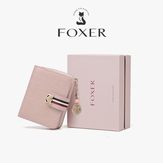 FOXER กระเป๋า สตางค์ สุภาพสตรี มีซิป สีทอง คลิปใส่บัตรหลายใบ…