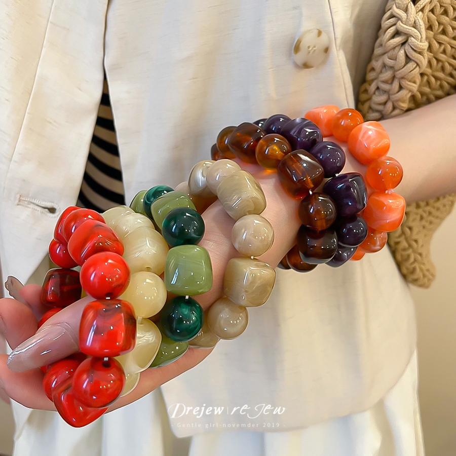 สร้อยข้อมืออะคริลิคไม่สม่ำเสมอ สแควร์รอบ ลายแฟชั่นสำหรับผู้หญิง
