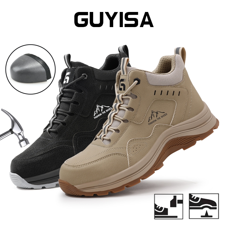 กูยีซา รองเท้านิรภัยผู้ชายรองเท้าทํางานสวมทนและกันลื่นสูงตัด 5039 38-45