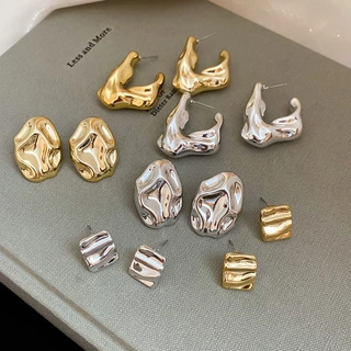 [เจวบิวตี้]กระดุมหูทรงวงรีอะคริลิคแบบมีจีบสไตล์ยุโรปและอเมริการะดับไฮเอนด์ต่างหูหรูหราเบาๆ