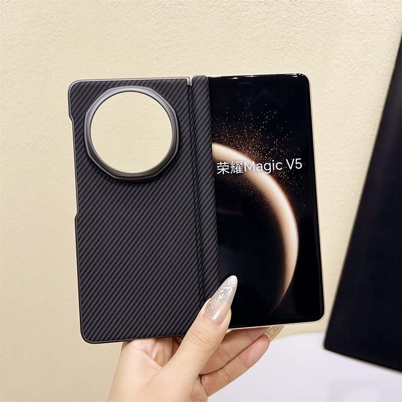 MagicV5 เคสสําหรับ Honor Magic V5 Magic V3 Magic V2 Magic VS2 Magic VS3 กลางแกนบานพับลายเคฟล่ากันกระแทก Hard โทรศัพท์มือถือกรณีฝาครอบ