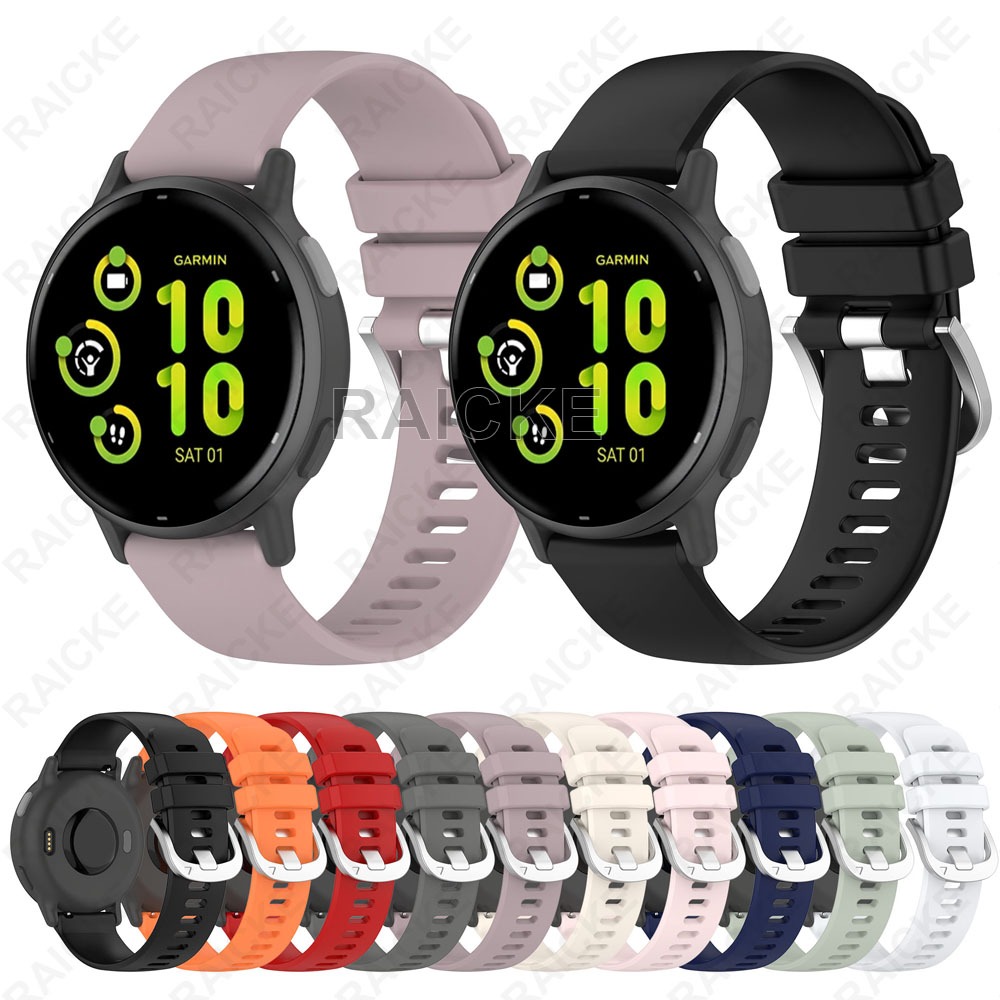 20mm สายคล้องคอกีฬายางซิลิโคนสําหรับ Garmin Vivoactive 5/ Vivoactive 6/ Vivoactive 3 music/Forerunner 570 42mm/55 / 165 / 245 / 645 / 158 / 168 / Approach S50