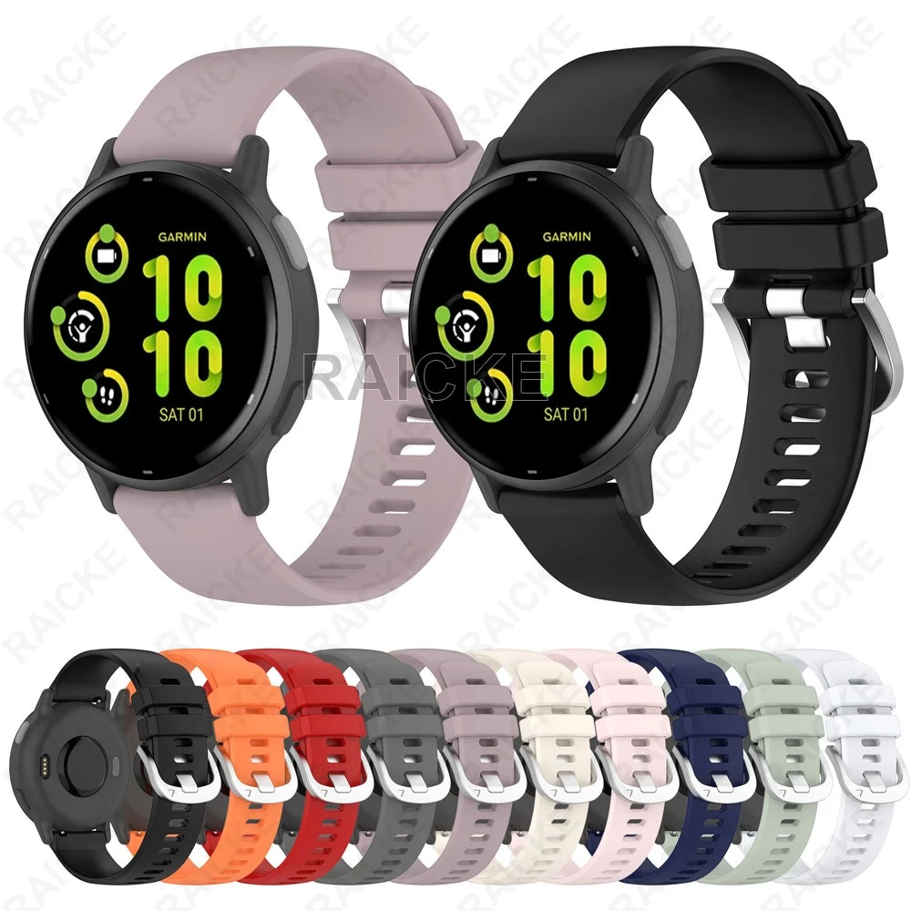 สายรัดซิลิโคนยางกีฬา 20mm สำหรับ Garmin Vivoactive 5 / Vivoactive 6 / Vivoactive 3 Music/ Forerunner 570 42mm / 70/170/55/165/245/645/158/168 / Approach S50