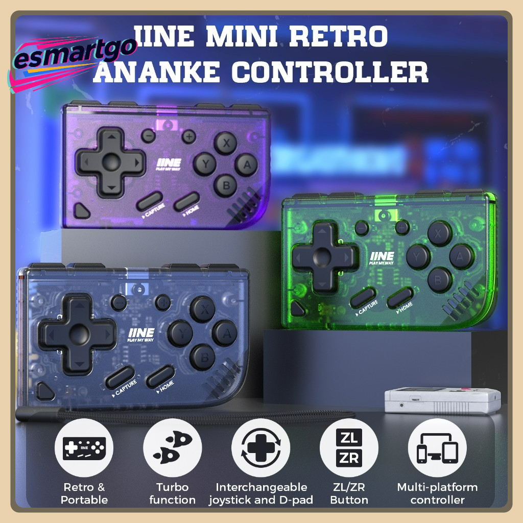 Iine Mini Retro Ananke controller/ ฟังก์ชั่นเทอร์โบและจอยสติ๊กแบบถอดเปลี่ยนได้และคอนโทรลเลอร์ D-pad และหลายแพลตฟอร์มและปุ่ม ZL และ ZR