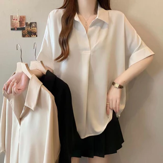 All Size 1 Shirt เสื้อเชิ้ตคอปก เสื้อเชิ้ตผู้หญิง แขนสั้น ทรงคลาสสิค ใส่สบาย รูปสินค้าจริง
