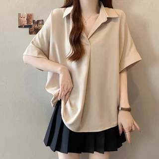 All Size 1 Shirt เสื้อเชิ้ตคอปก เสื้อเชิ้ตผู้หญิง แขนสั้น ทรงคลาสสิค ใส่สบาย รูปสินค้าจริง