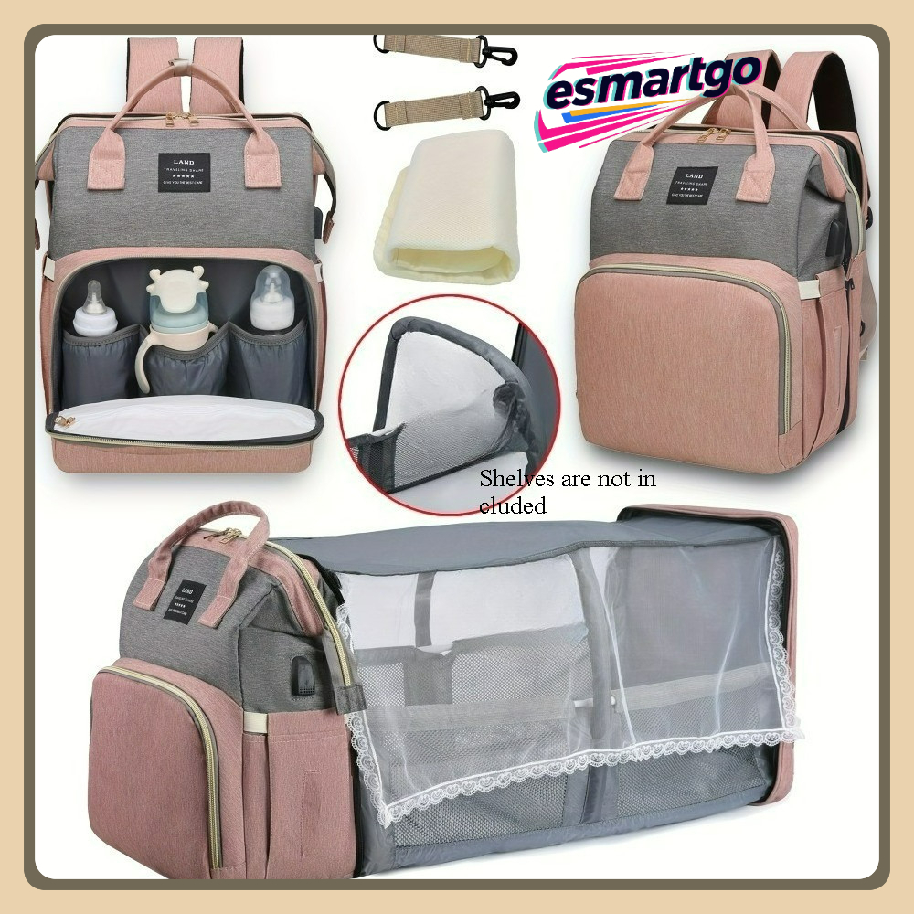 กระเป๋าแม่และเด็กแบบพกพา น้ำหนักเบา​​ ​​กระเป๋าเดินทางขนาดใหญ่ พับเก็บได้​​ ​​พร้อมเปลเด็กและช่องเก็บของมากมาย​​ ​​เหมาะสำหรับคุณแม่ยุคใหม่​