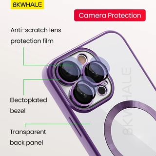 BKWHALE แม่เหล็กโปร่งใสเคสโทรศัพท์สําหรับ iPhone 15 PRO MAX 14 PRO MAX 13 PRO MAX 12 PRO MAX 11 PRO MAX พร้อมแม่เหล็กผู้ถือบัตร Clear ปกหลังกันกระแทกปลอก