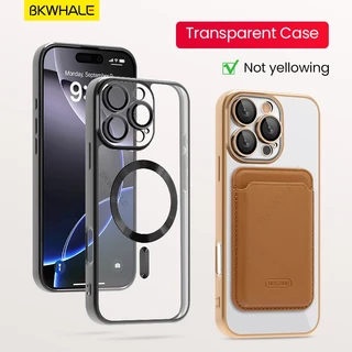 BKWHALE แม่เหล็กโปร่งใสเคสโทรศัพท์สําหรับ iPhone 15 PRO MAX 14 PRO MAX 13 PRO MAX 12 PRO MAX 11 PRO MAX พร้อมแม่เหล็กผู้ถือบัตร Clear ปกหลังกันกระแทกปลอก