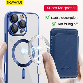BKWHALE แม่เหล็กโปร่งใสเคสโทรศัพท์สําหรับ iPhone 15 PRO MAX 14 PRO MAX 13 PRO MAX 12 PRO MAX 11 PRO MAX พร้อมแม่เหล็กผู้ถือบัตร Clear ปกหลังกันกระแทกปลอก