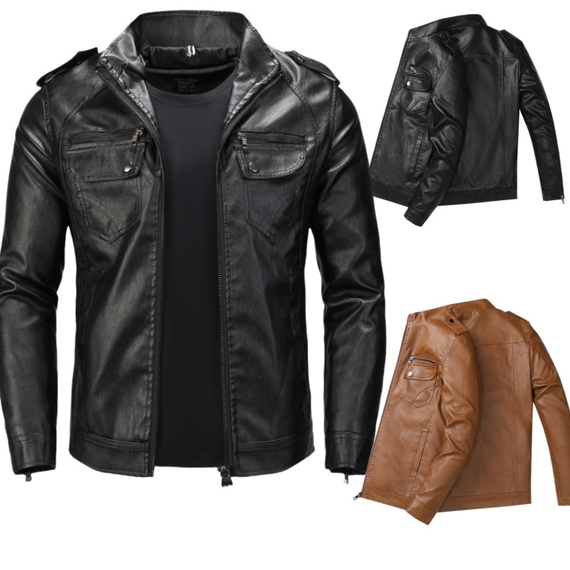 เสื้อแจ็คเก็ตหนังผู้ชาย Racer - Sporty & Fashion Bomber Jacket Motor Jacket Windbreaker