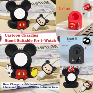 2IN1 ชุดซิลิกาเจลการ์ตูนแท่นชาร์จเหมาะสําหรับ iPhone-Watch น่ารักและ Creative Charger Holder ฐานชาร์จ s7s8 S9 S10 S11